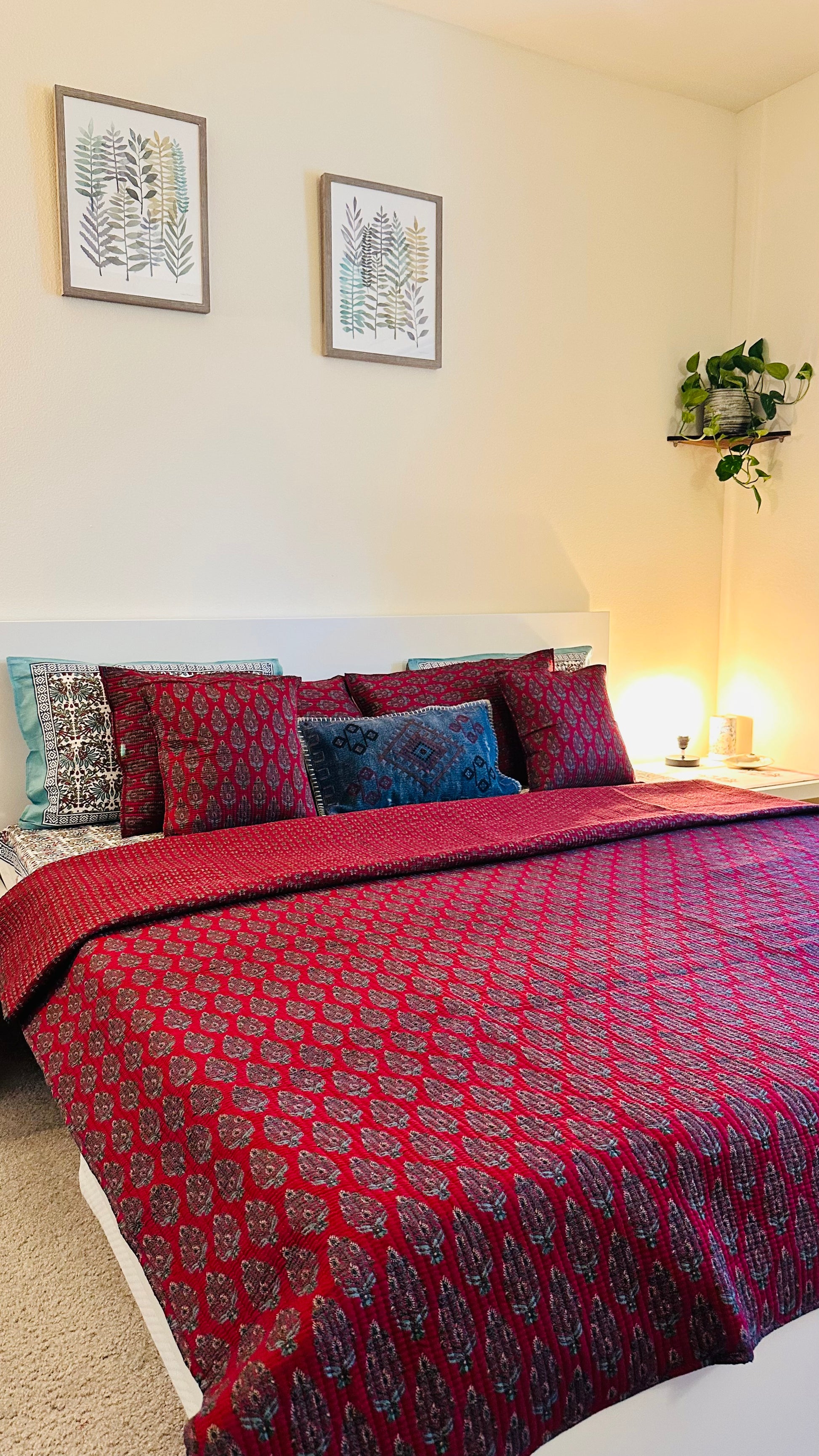 Crimson Ajrakh Quilt Set