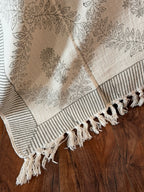 Grey Etching - Block Printed Throw Blanket