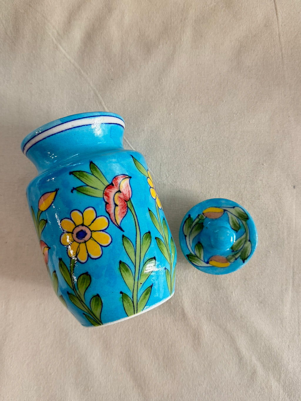 Turquoise Garden - Blue Pottery Jar