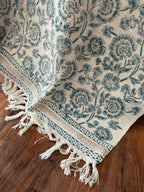 Blue Filigree - Block Printed Throw Blanket