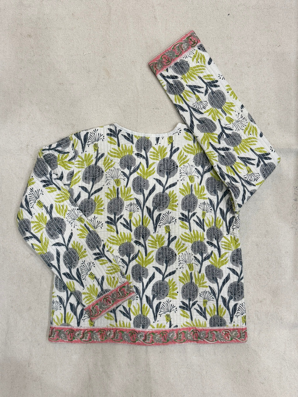 Lime Sketch - Quilted Cotton Jacket