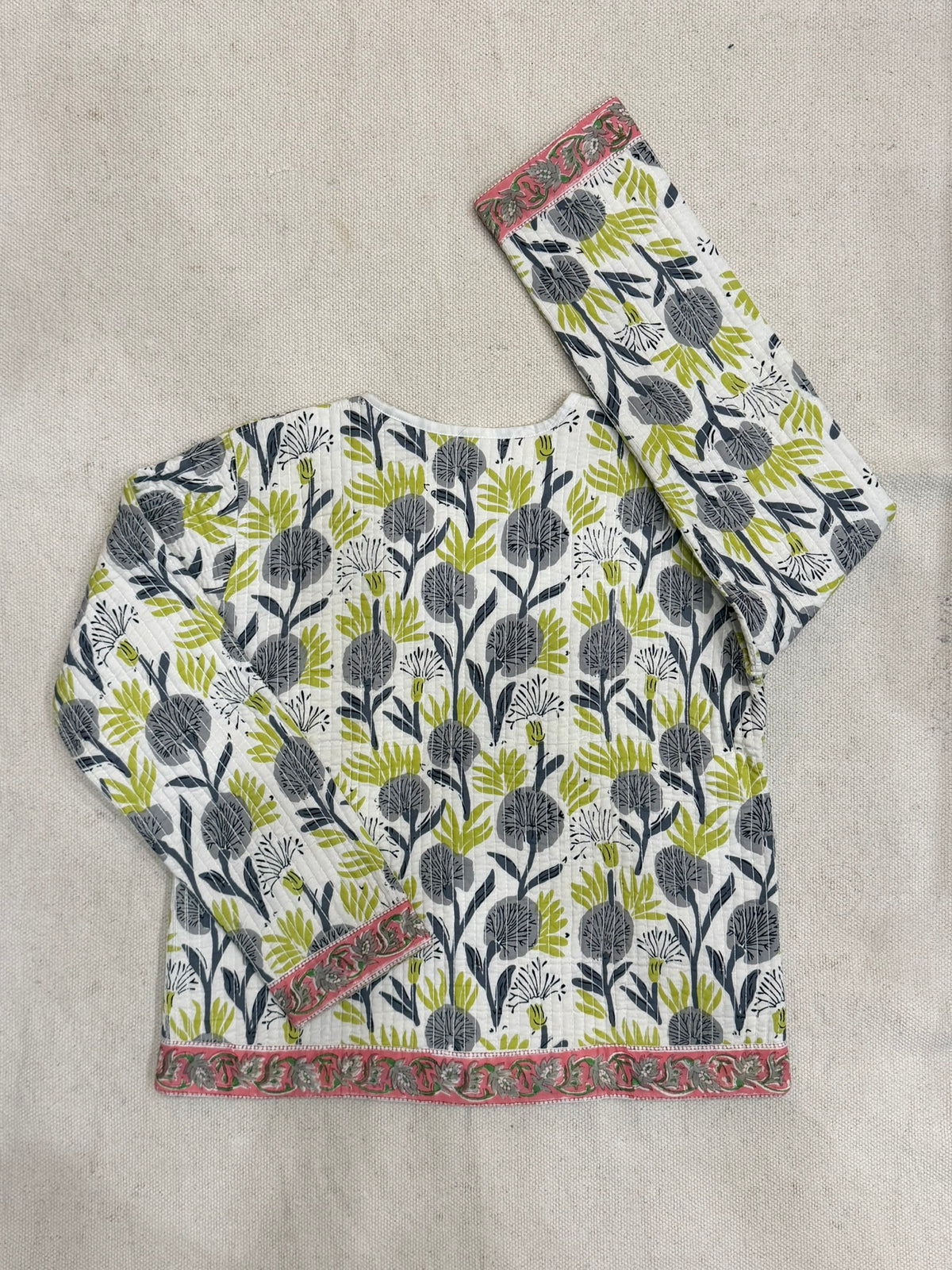 Lime Sketch - Quilted Cotton Jacket