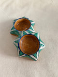 Meadow Star - Blue Pottery Tea Light Holder Set of 2