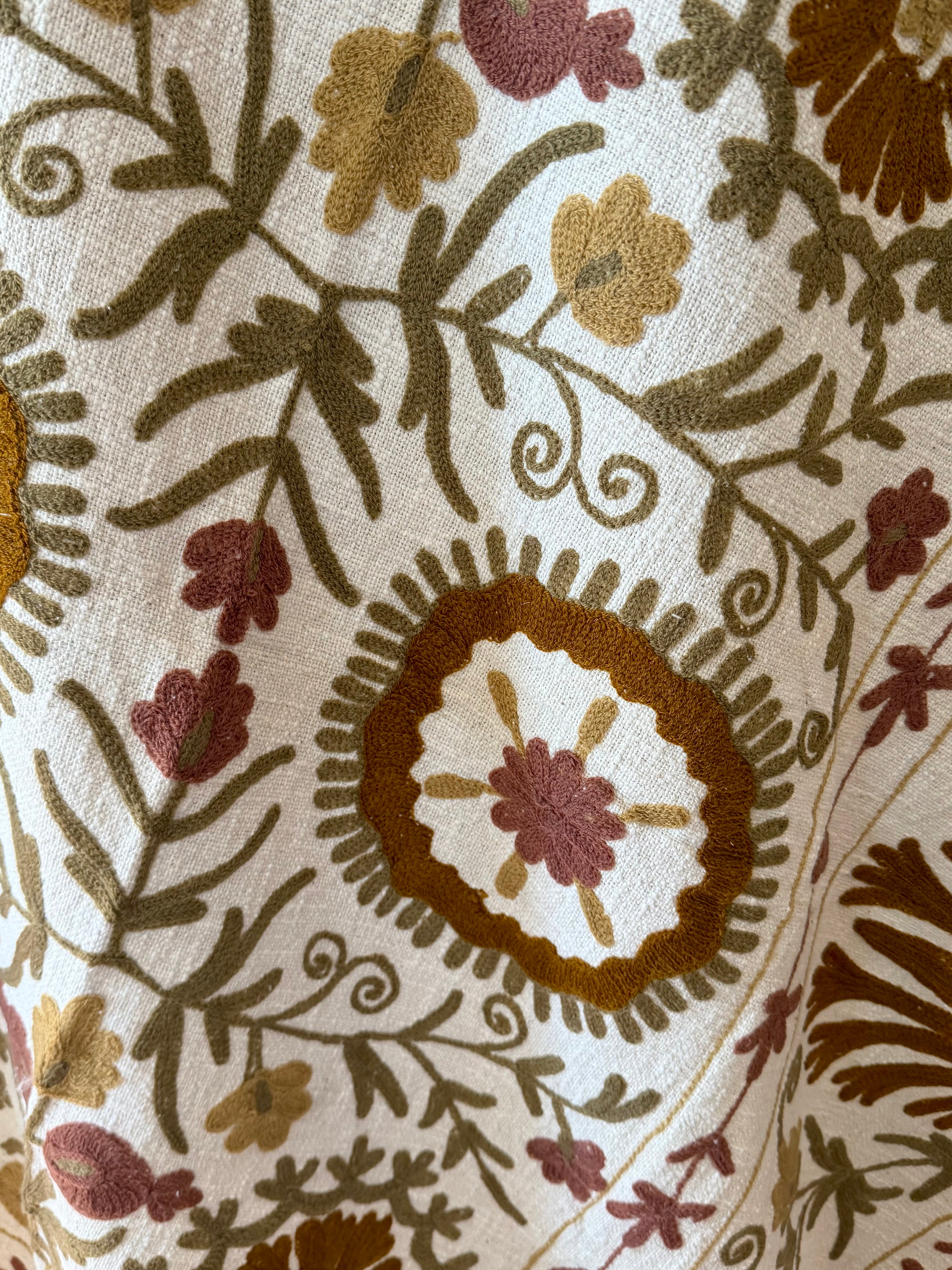 Ochre Rhythm - Embroidered Throw Blanket