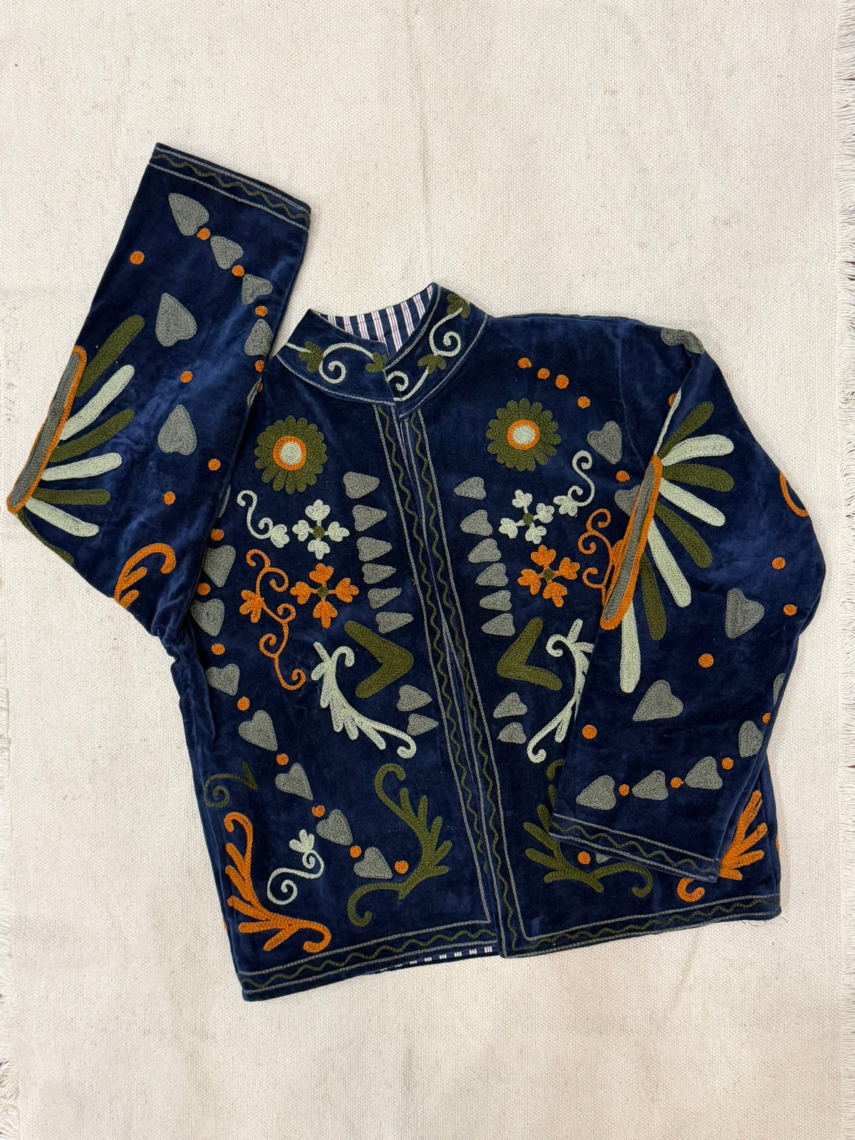 Olive Ember - Suzani Embroidered Jacket