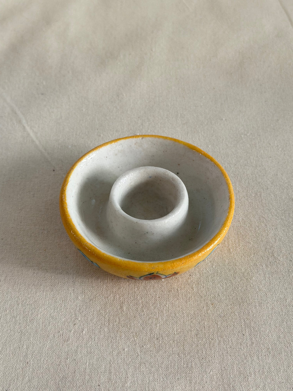 Sunlit Lotus - Blue Pottery Candle Holder