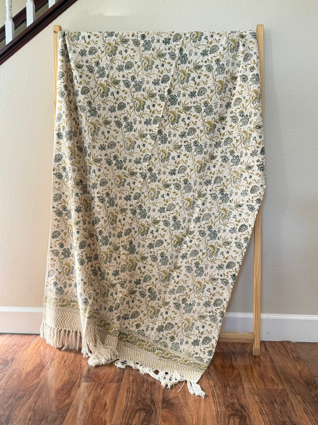 Olive Lace - Block Printed Throw Blanket