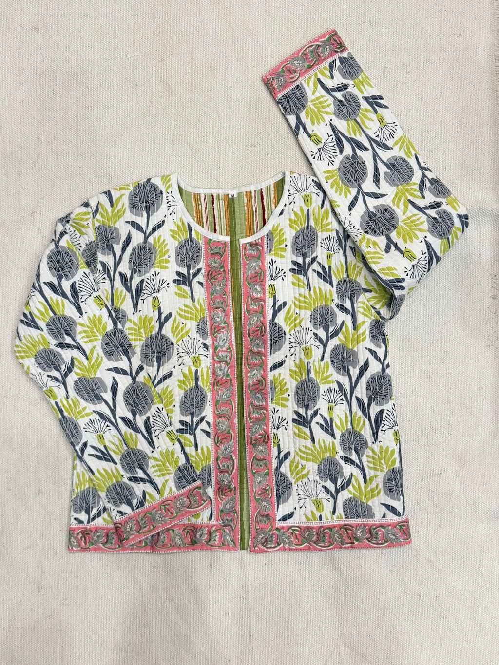 Lime Sketch - Quilted Cotton Jacket