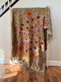 Marigold Song - Embroidered Throw Blanket