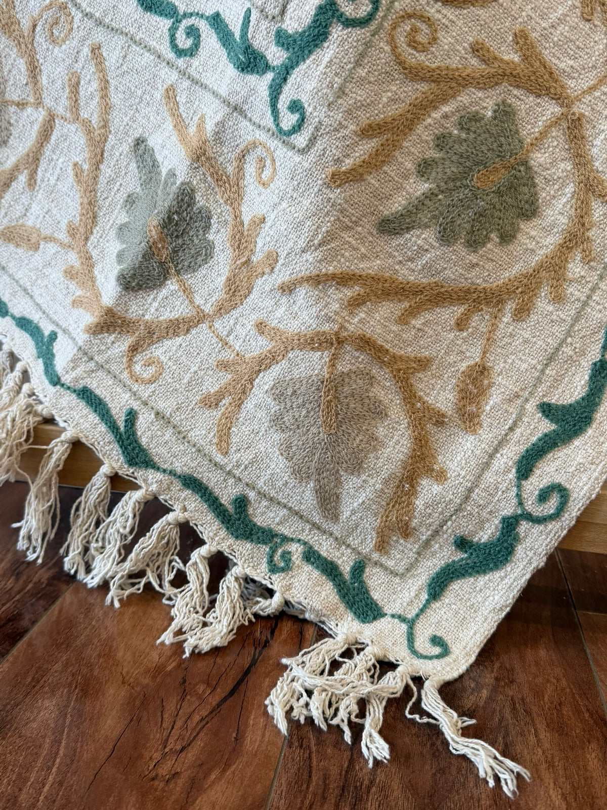 Teal Whisper - Embroidered Throw Blanket