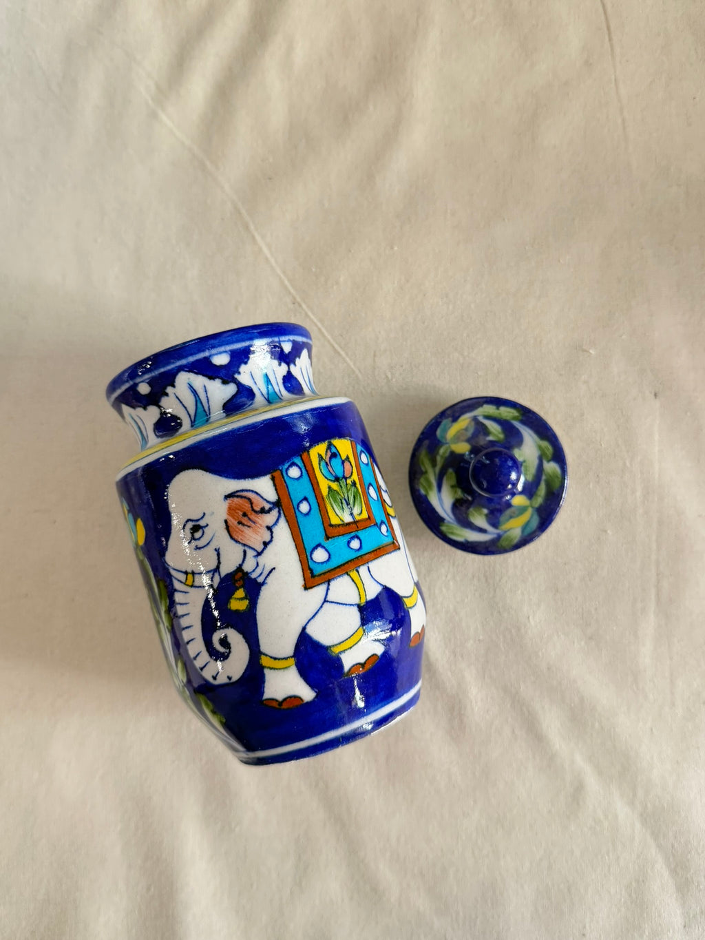 Elephant Parade - Blue Pottery Jar