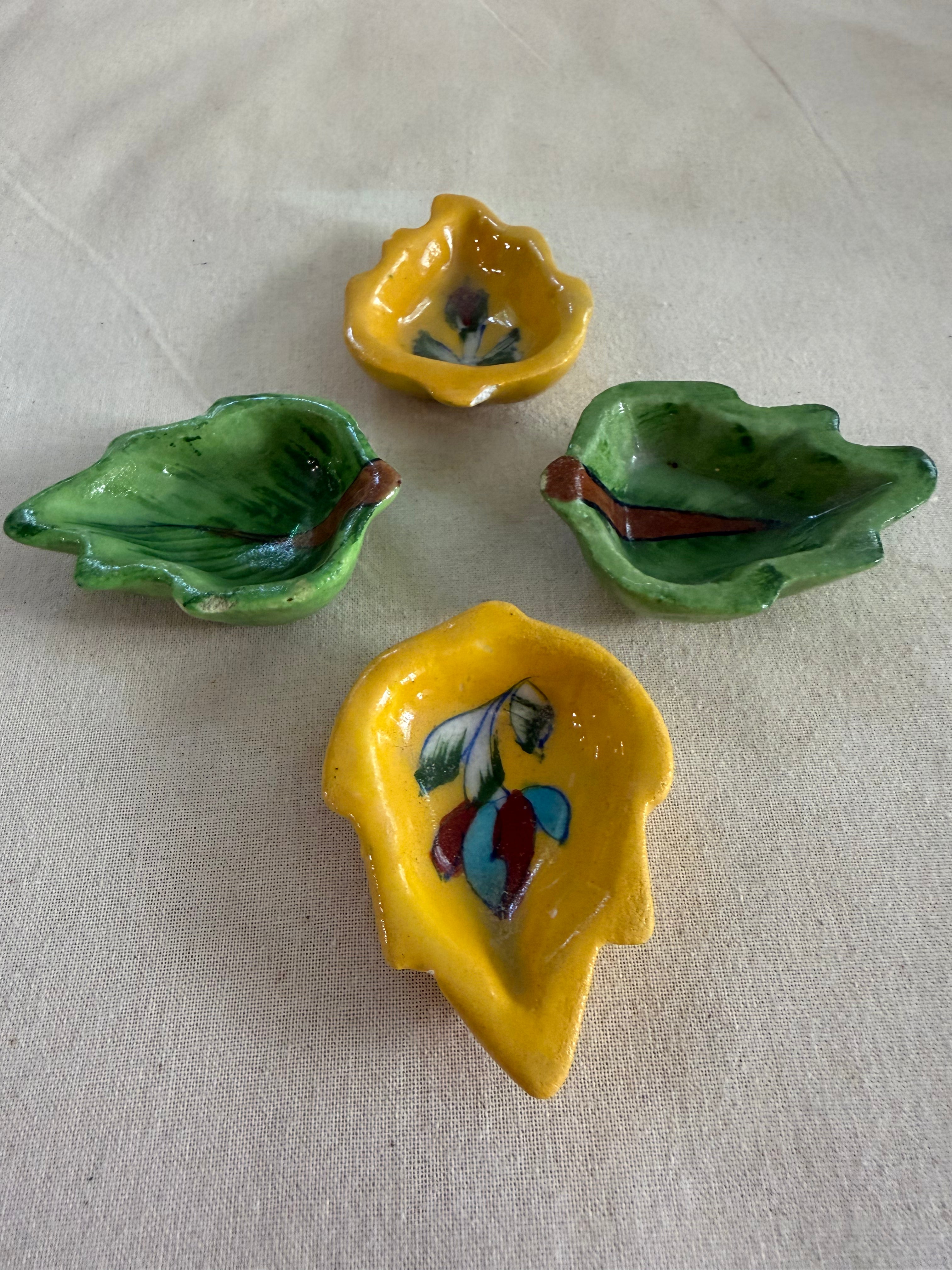 Patra Jyot - Blue Pottery Diya Set of 4