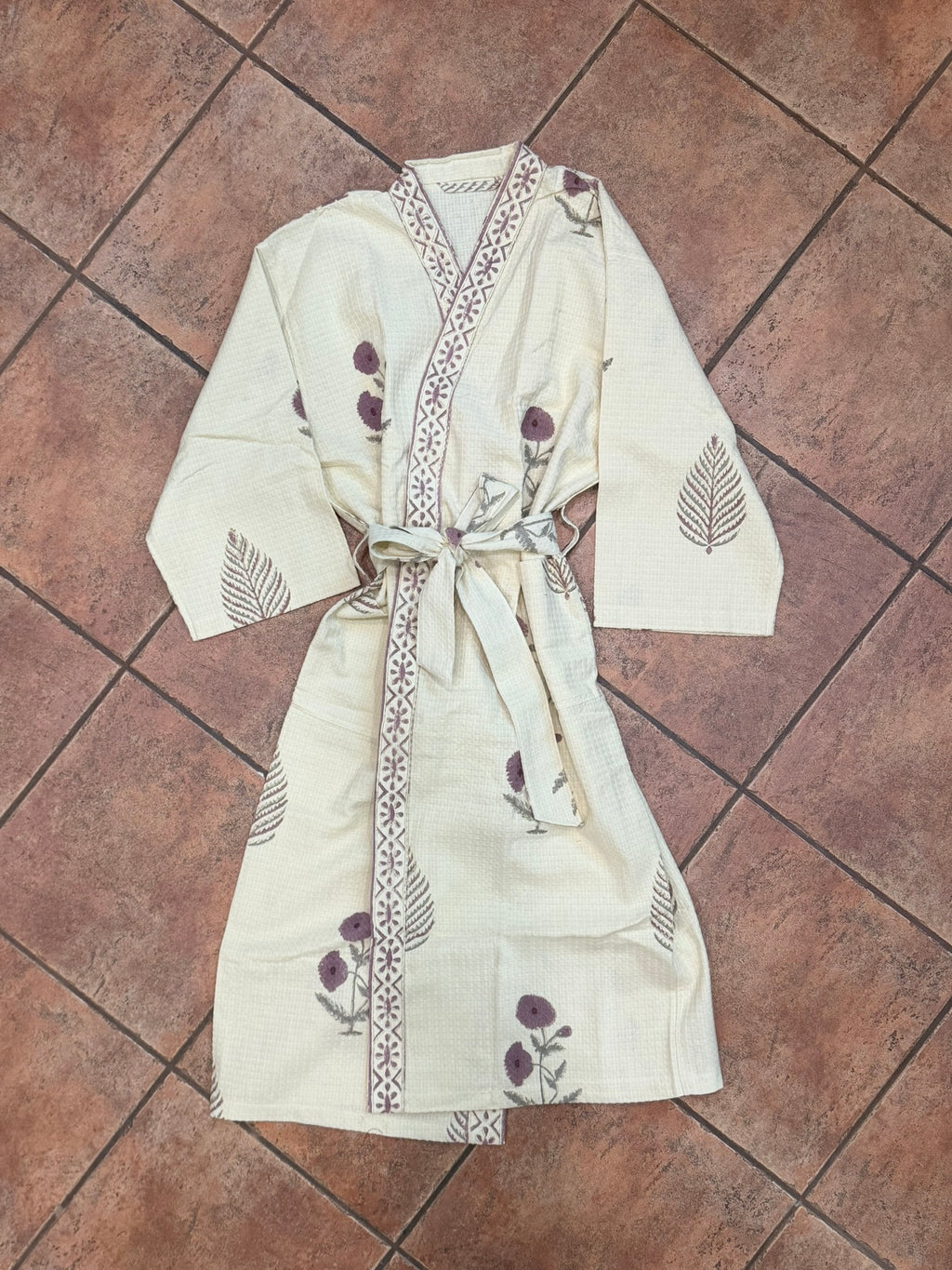 Haven - Block Printed Waffle Cotton Bathrobe