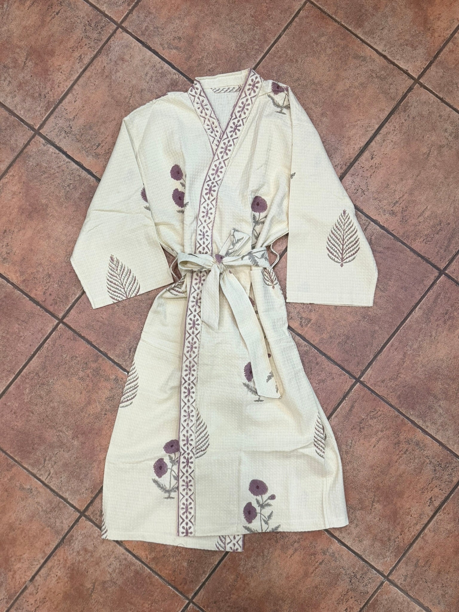 Haven - Block Printed Waffle Cotton Bathrobe