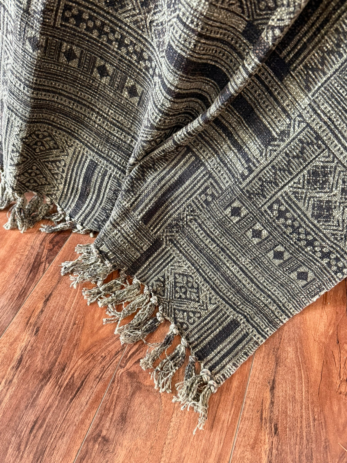 Charcoal Blocks - Block Printed Throw Blanket