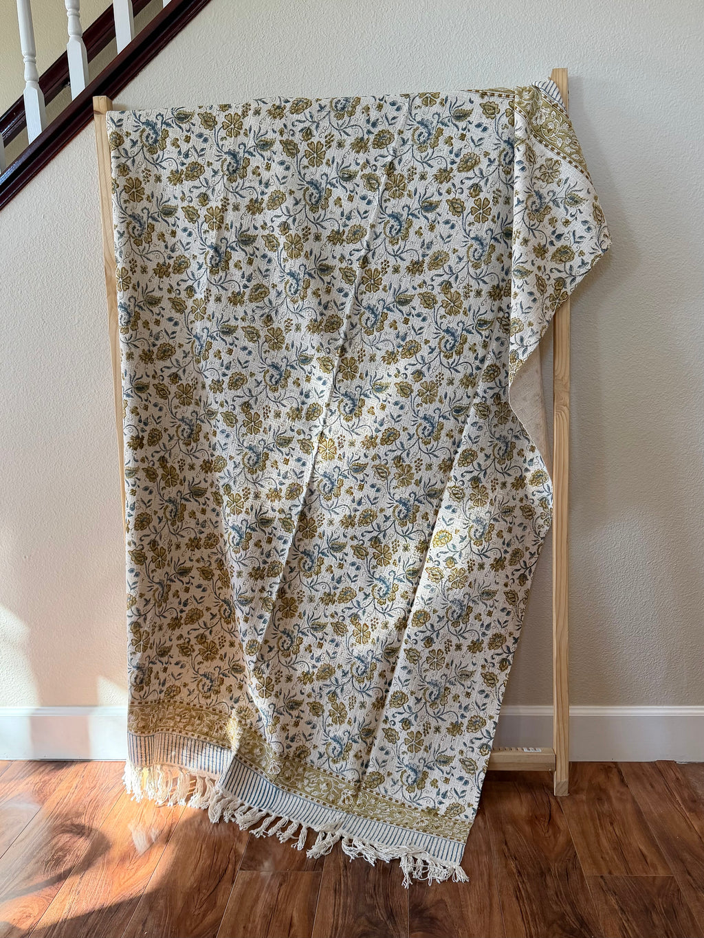 Blue Willow - Block Printed Throw Blanket