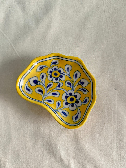 Sunlit Leaf - Blue Pottery Trinket Tray
