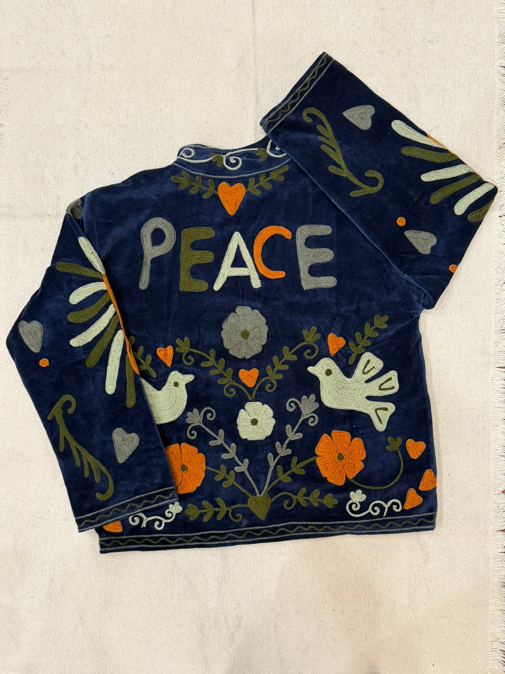 Olive Ember - Suzani Embroidered Jacket