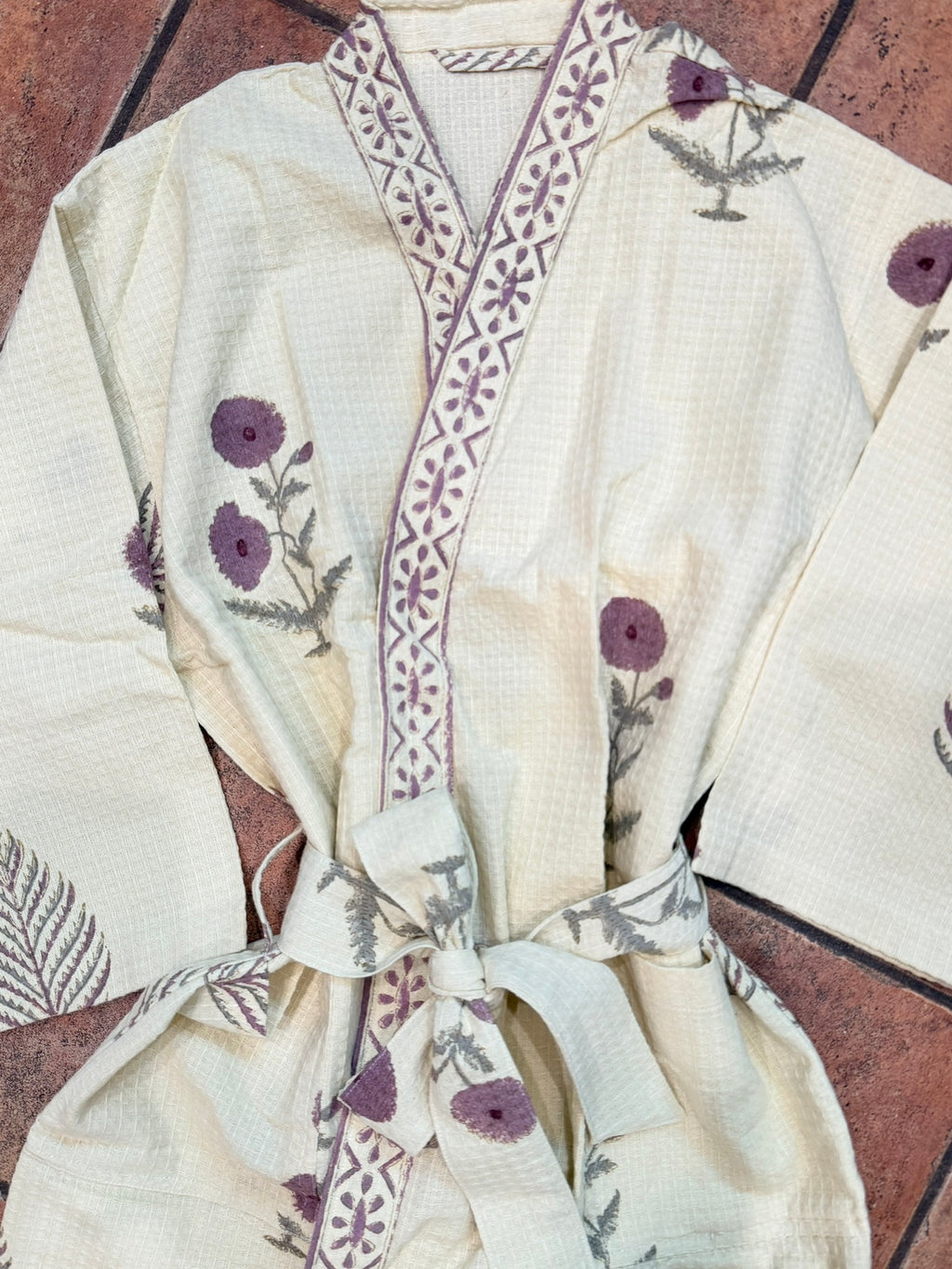 Haven - Block Printed Waffle Cotton Bathrobe