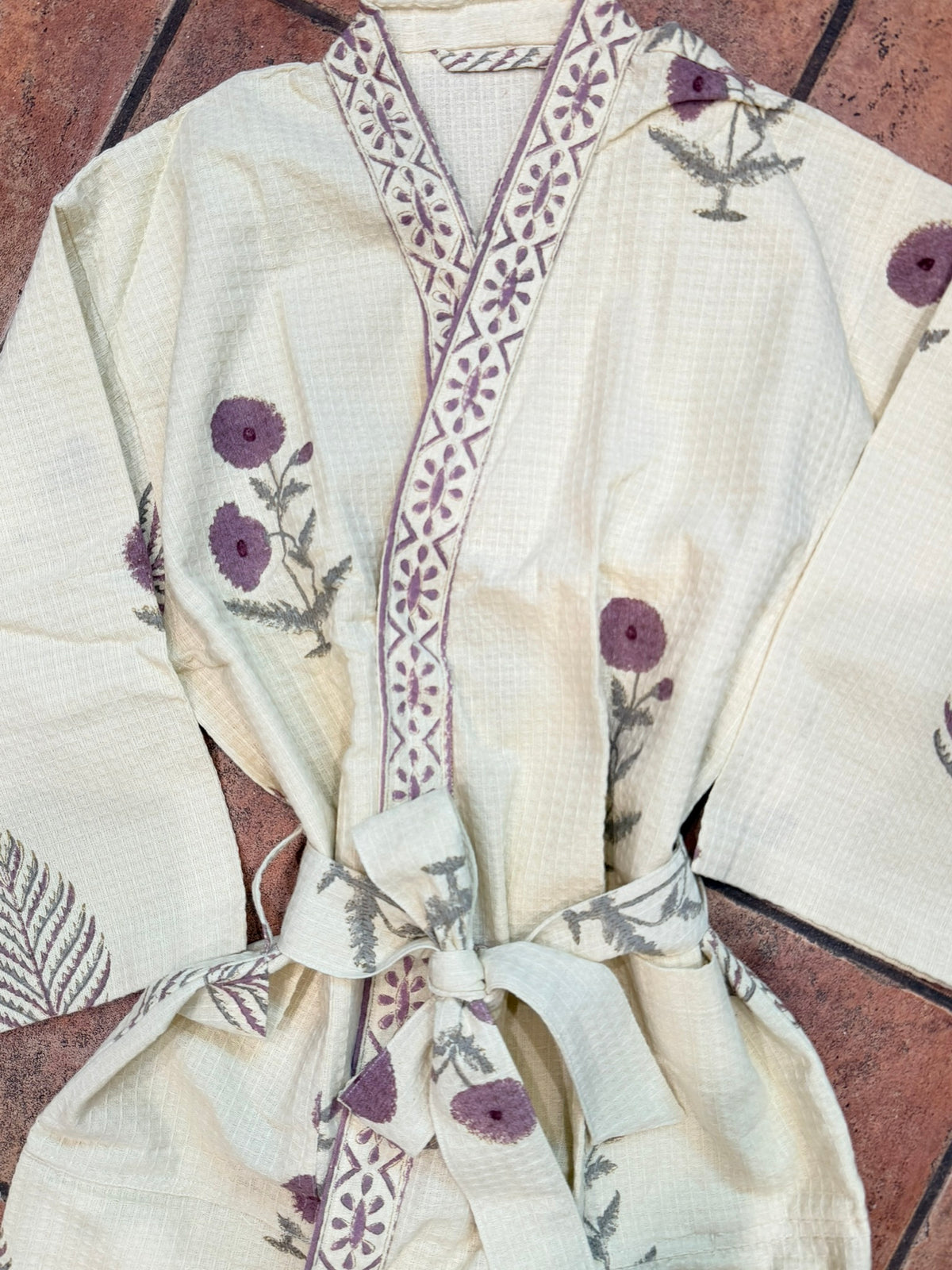 Haven - Block Printed Waffle Cotton Bathrobe