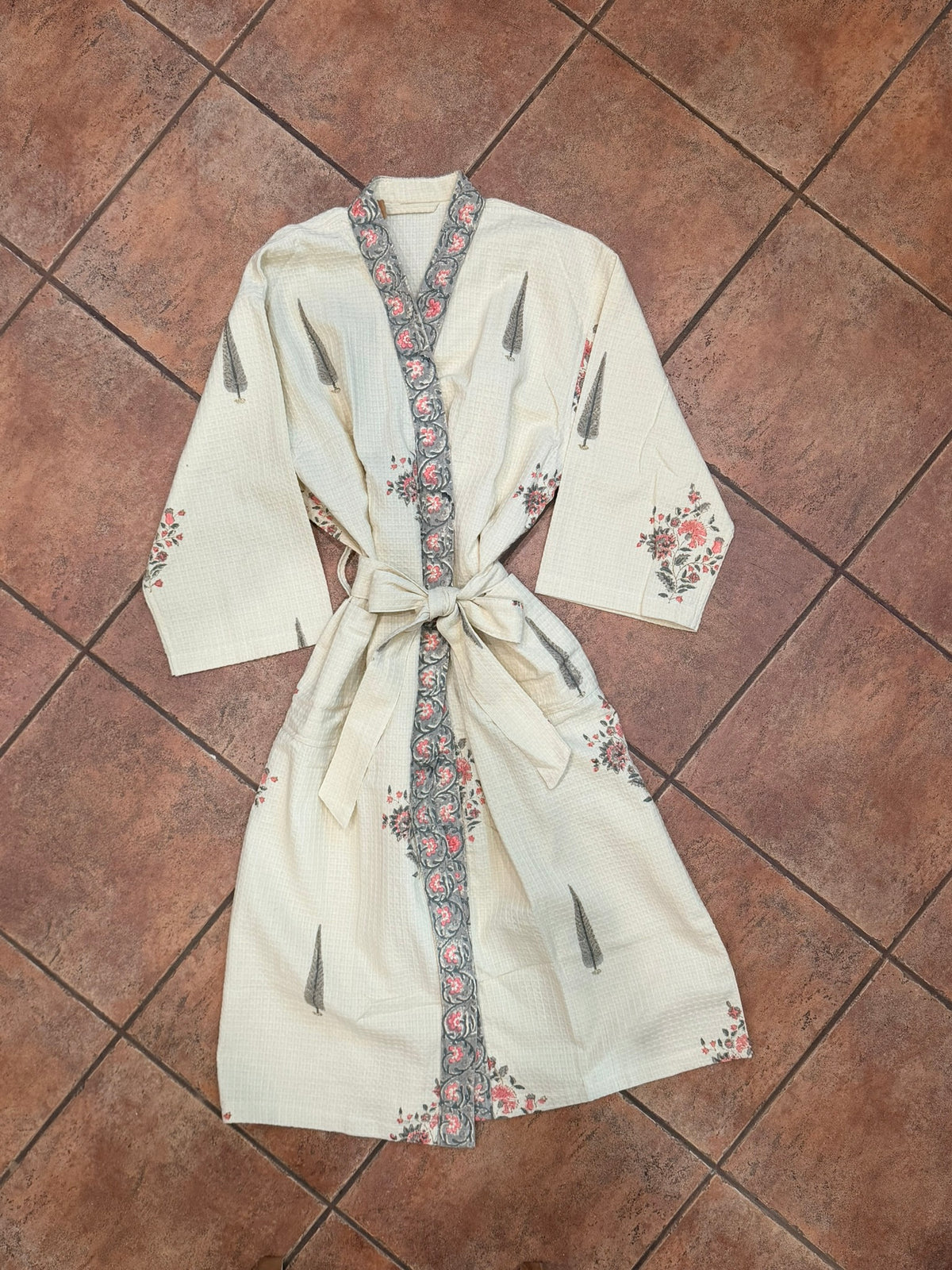Sway - Block Printed Waffle Cotton Bathrobe