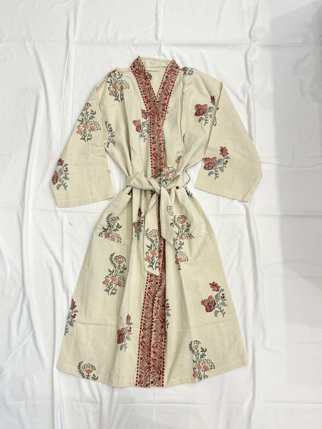 Opal - Block Printed Waffle Cotton Bathrobe