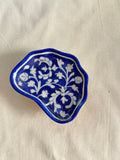 Indigo Leaf - Blue Pottery Trinket Tray