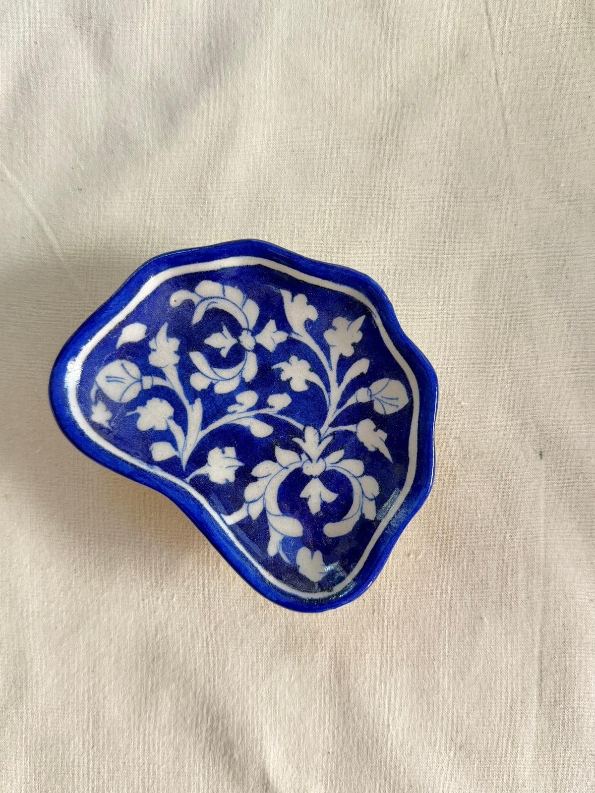 Indigo Leaf - Blue Pottery Trinket Tray