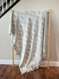 Grey Etching - Block Printed Throw Blanket