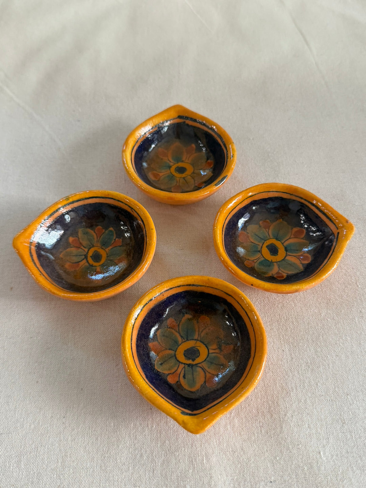 Surya Jyot - Blue Pottery Diya Set of 4