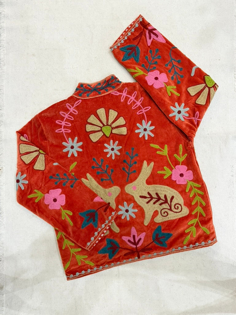 Coral Cottontail – Suzani Embroidered Jacket