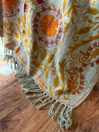 Marigold Song - Embroidered Throw Blanket