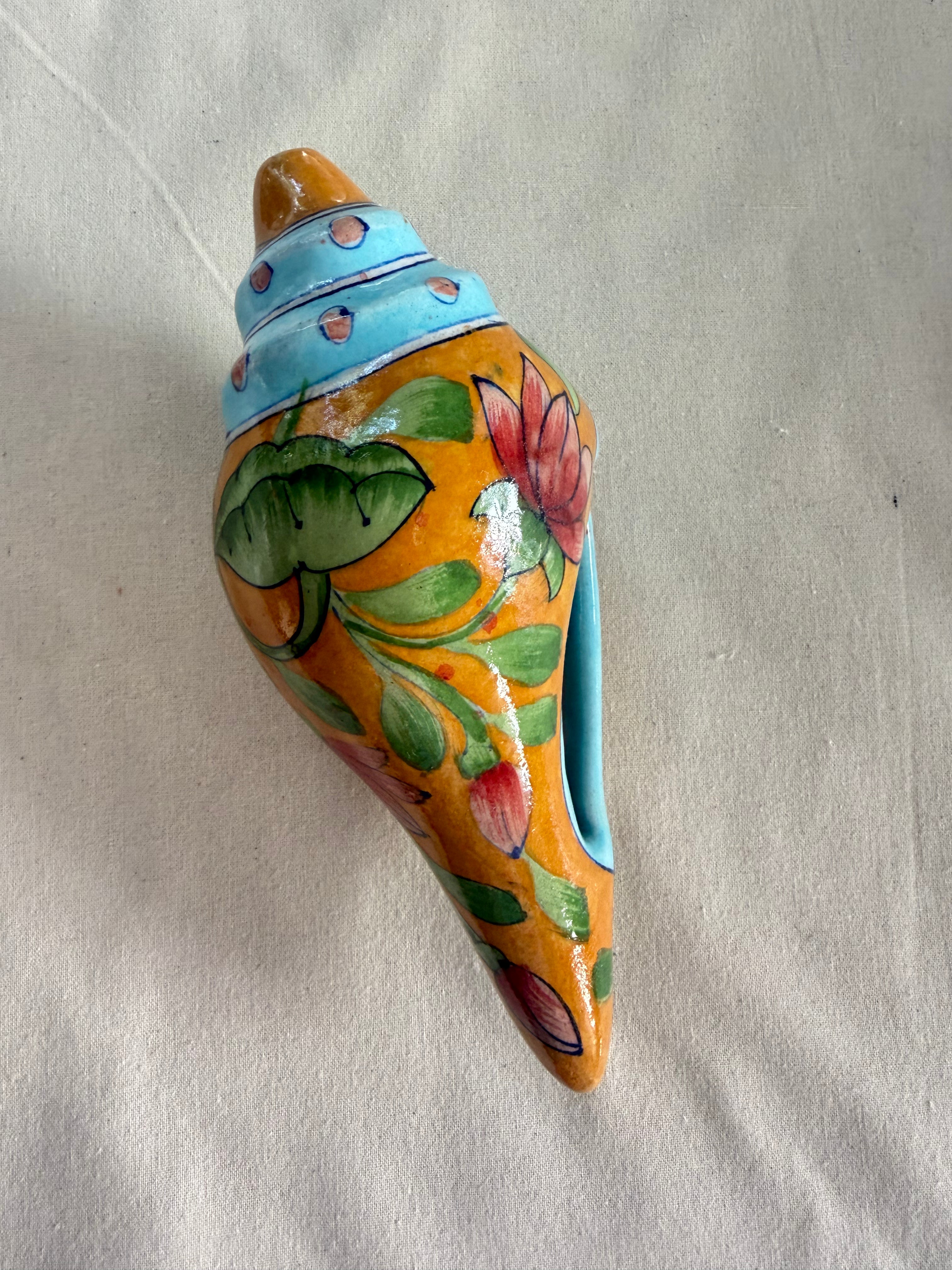 Kesari Kamal - Blue Pottery Conch Shell