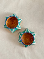 Meadow Star - Blue Pottery Tea Light Holder Set of 2