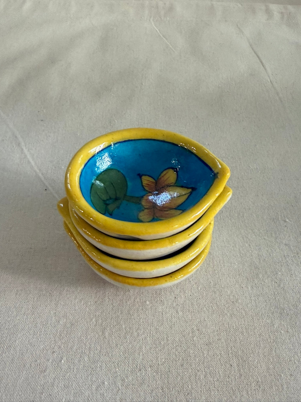 Neelkamal Jyot - Blue Pottery Diya Set of 4