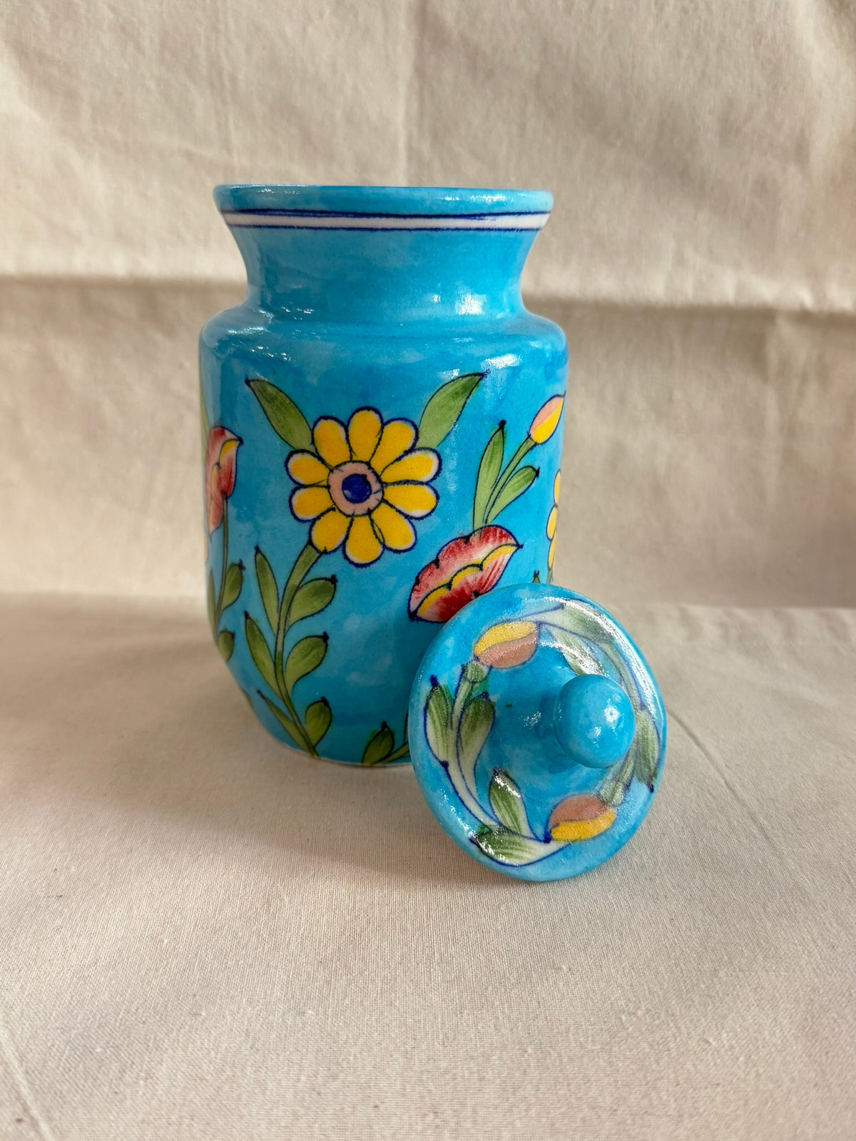 Turquoise Garden - Blue Pottery Jar
