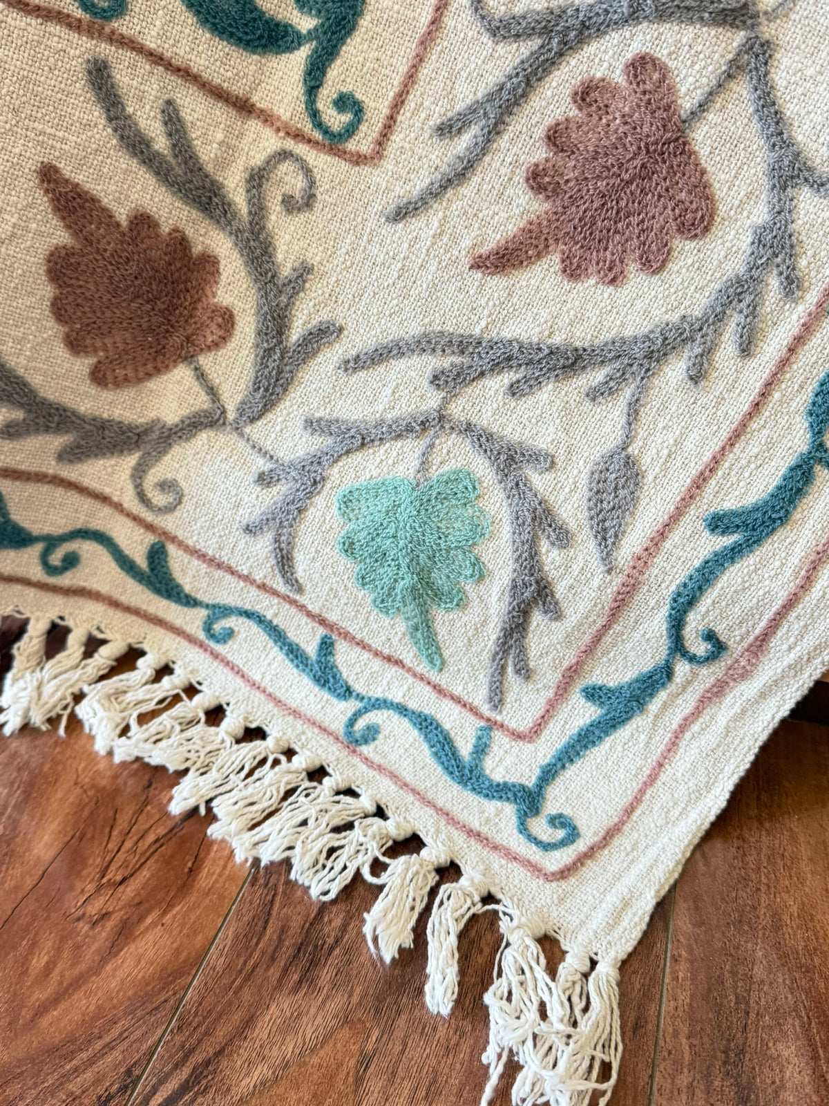 Dusty Rose - Embroidered Throw Blanket