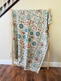 Dusty Rose - Embroidered Throw Blanket