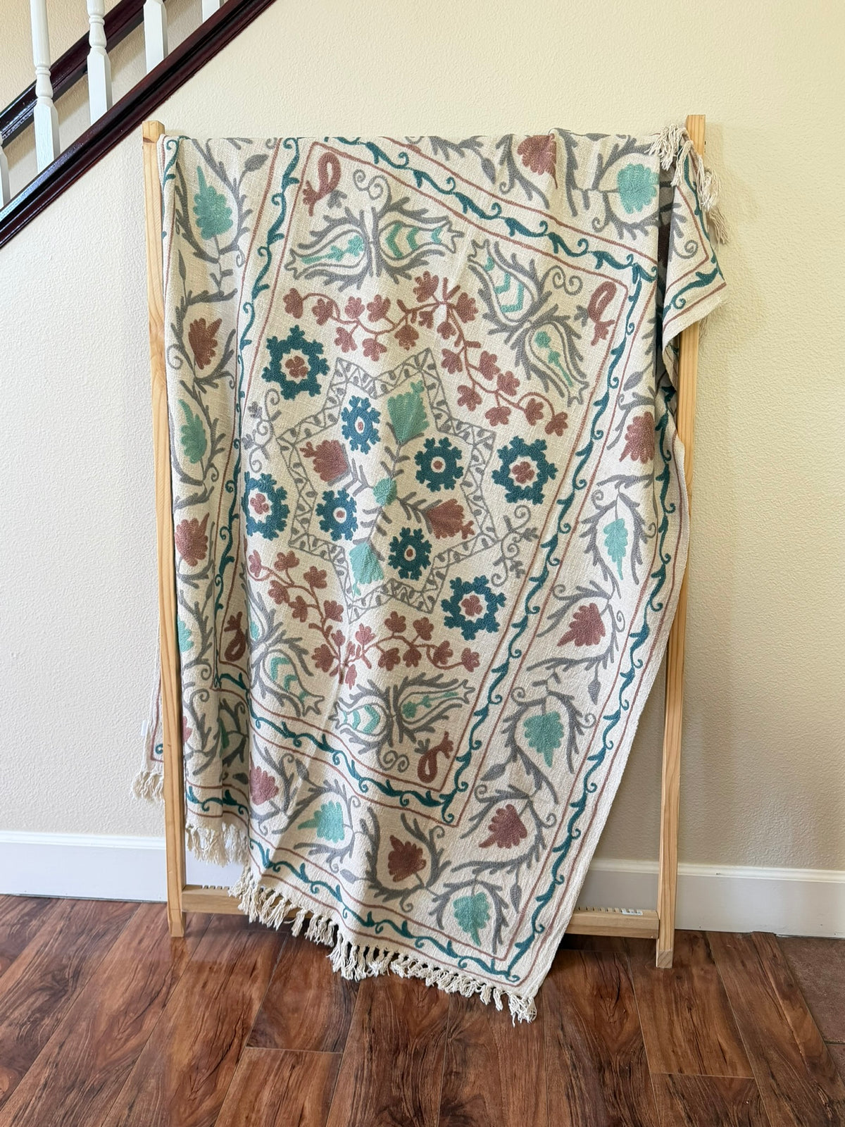 Dusty Rose - Embroidered Throw Blanket