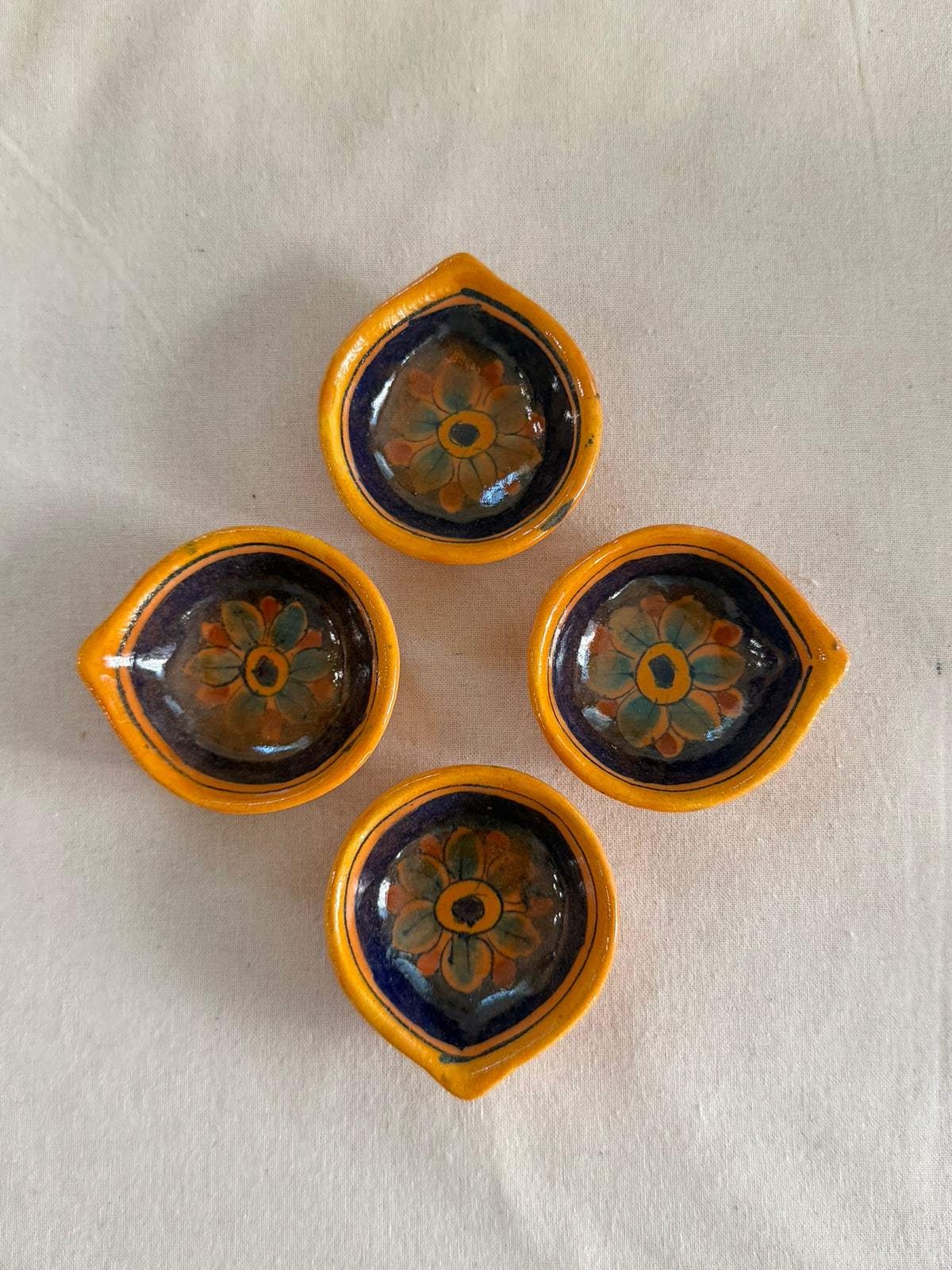 Surya Jyot - Blue Pottery Diya Set of 4