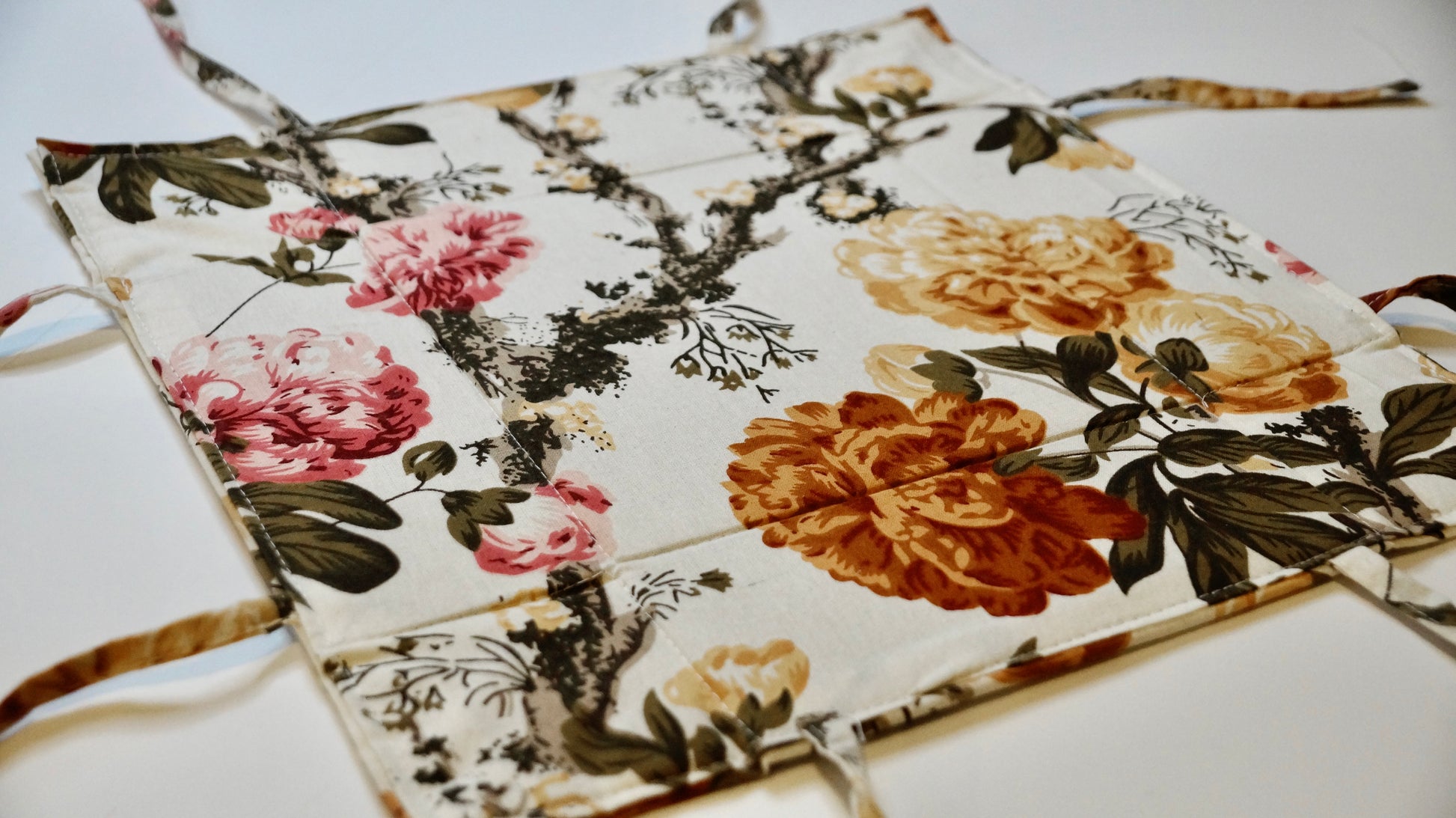 Peach Blossoms Fabric Tie Basket