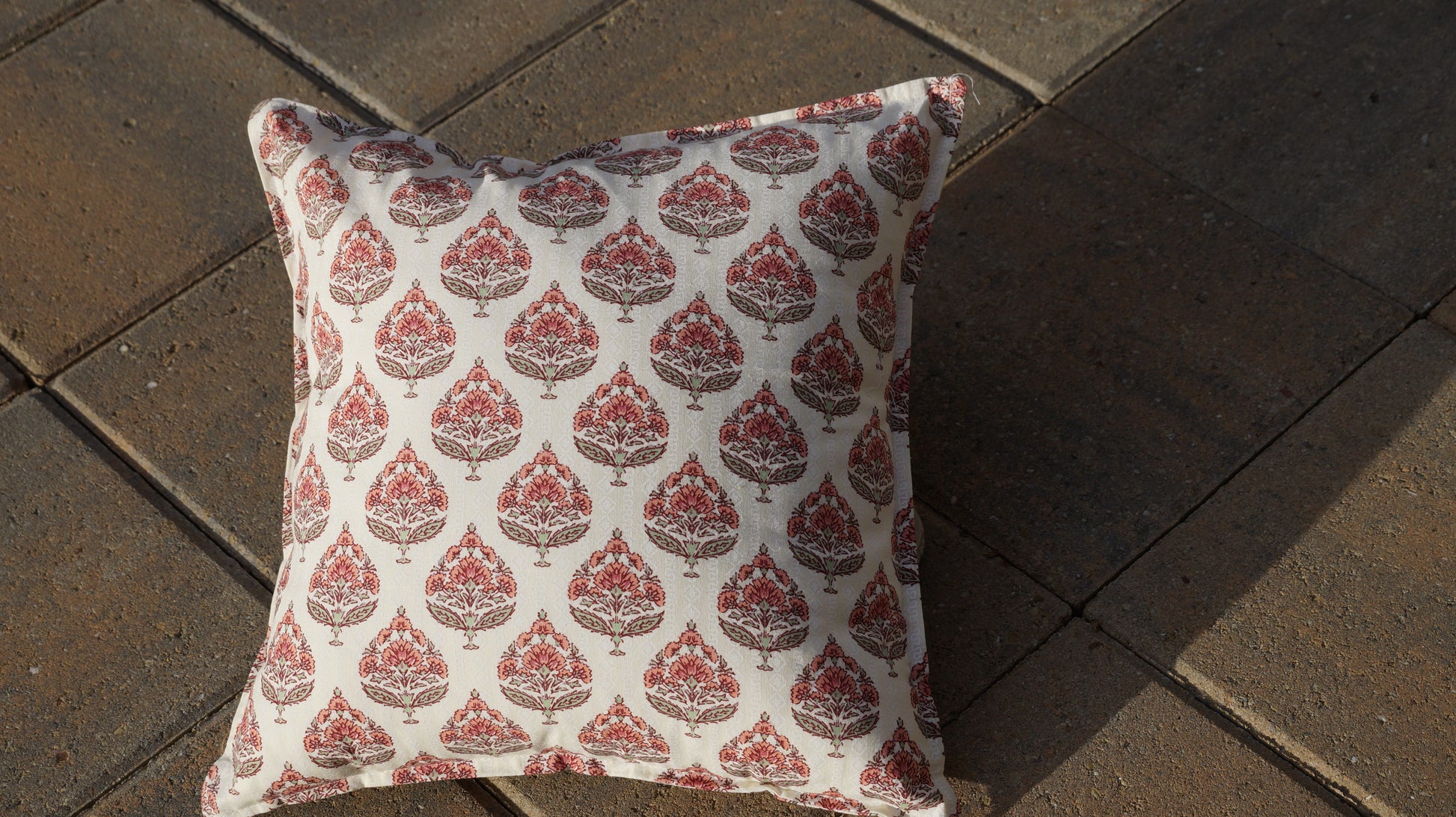 Peachy Blocks Throw Pillow Cover
