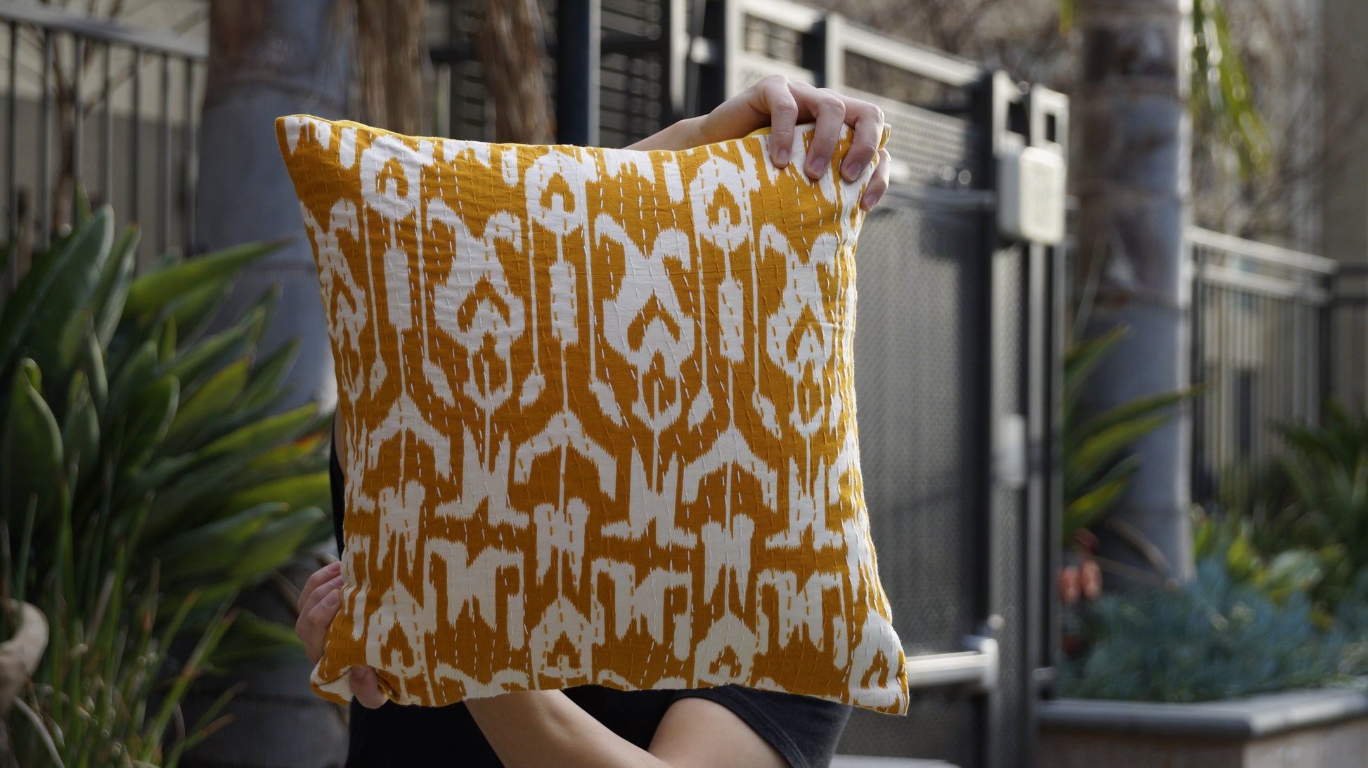 Kantha Mix Throw Pillow Cover