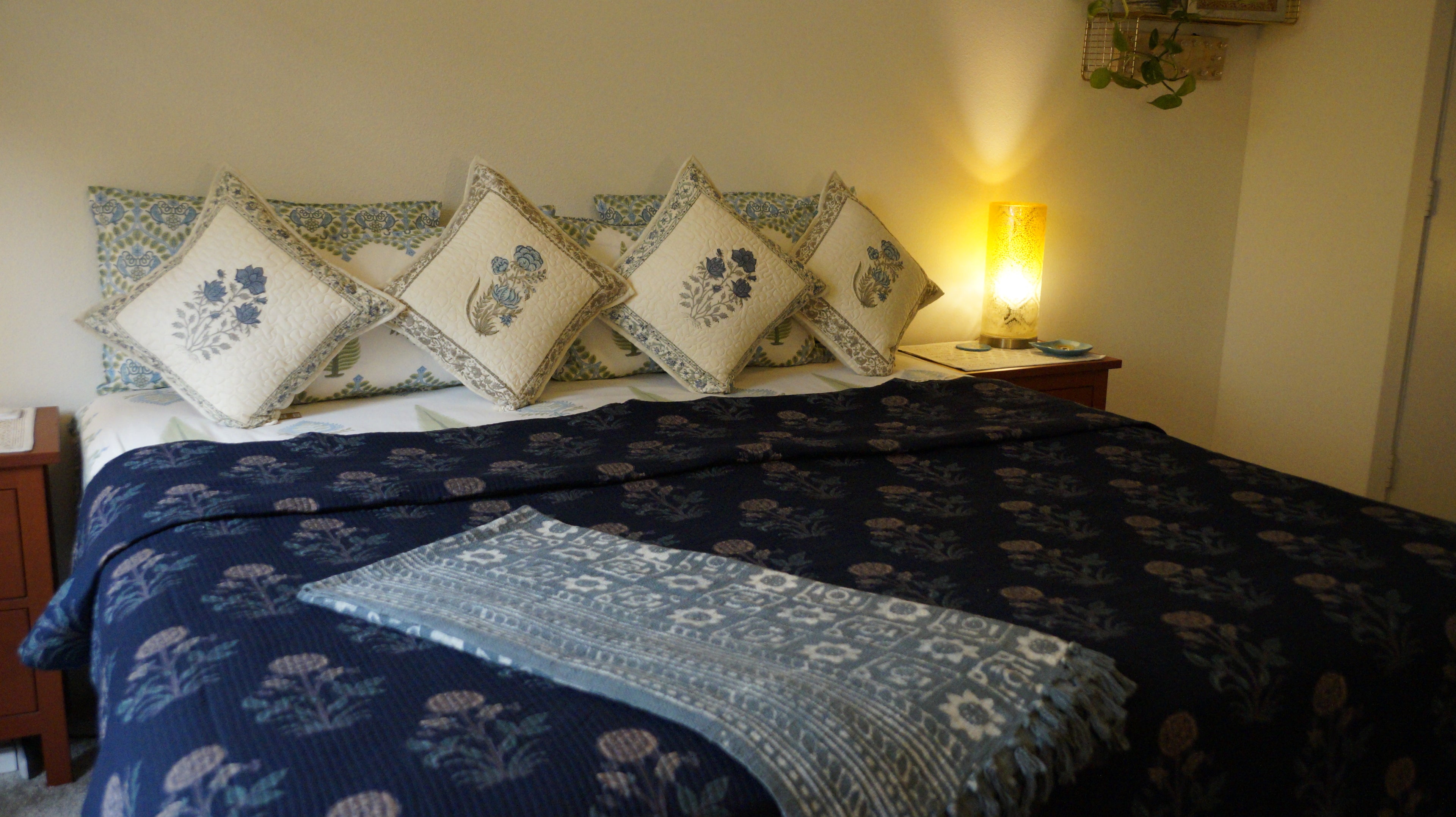 Indigo Ajrakh Quilt Set