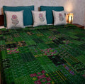 Emerald Patchwork Kantha Silk Quilt
