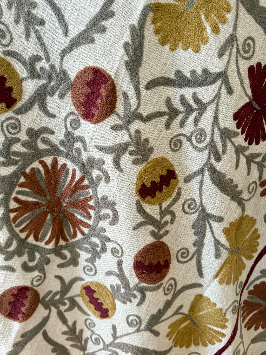 Russet Melody - Embroidered Throw Blanket