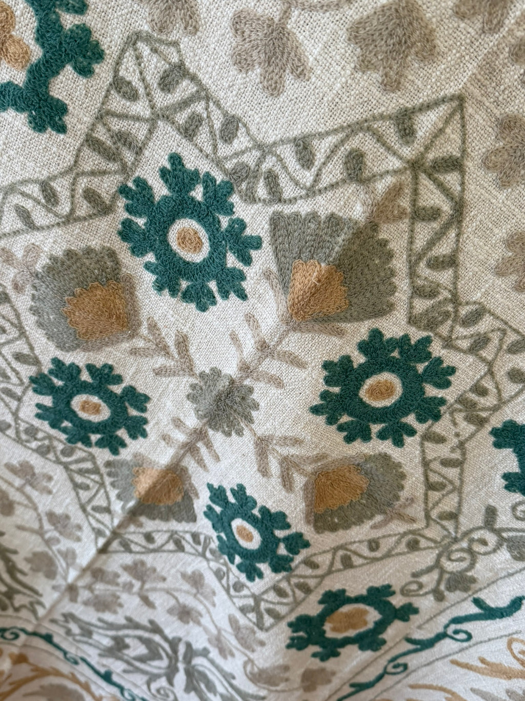 Teal Whisper - Embroidered Throw Blanket