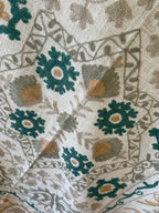 Teal Whisper - Embroidered Throw Blanket