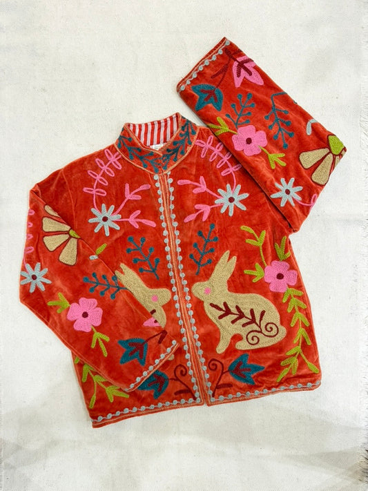 Coral Cottontail – Suzani Embroidered Jacket