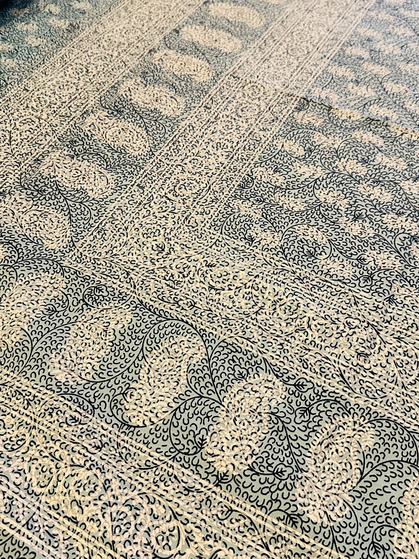 Foundation Edit Polki Print hand-block printed South Cotton bedsheet set by DewDropHues, featuring a jewelry-inspired geometric design and breathable heritage weave.